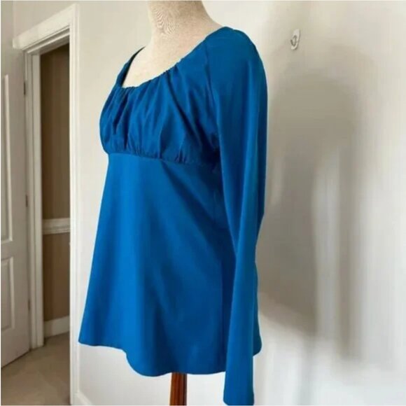 Sundance Alessandra Blue Long Sleeve Ruched Top Size Large - Picture 5 of 6
